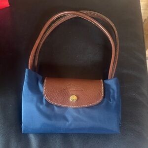 Longchamp Brown and Blue Shoulder Bag